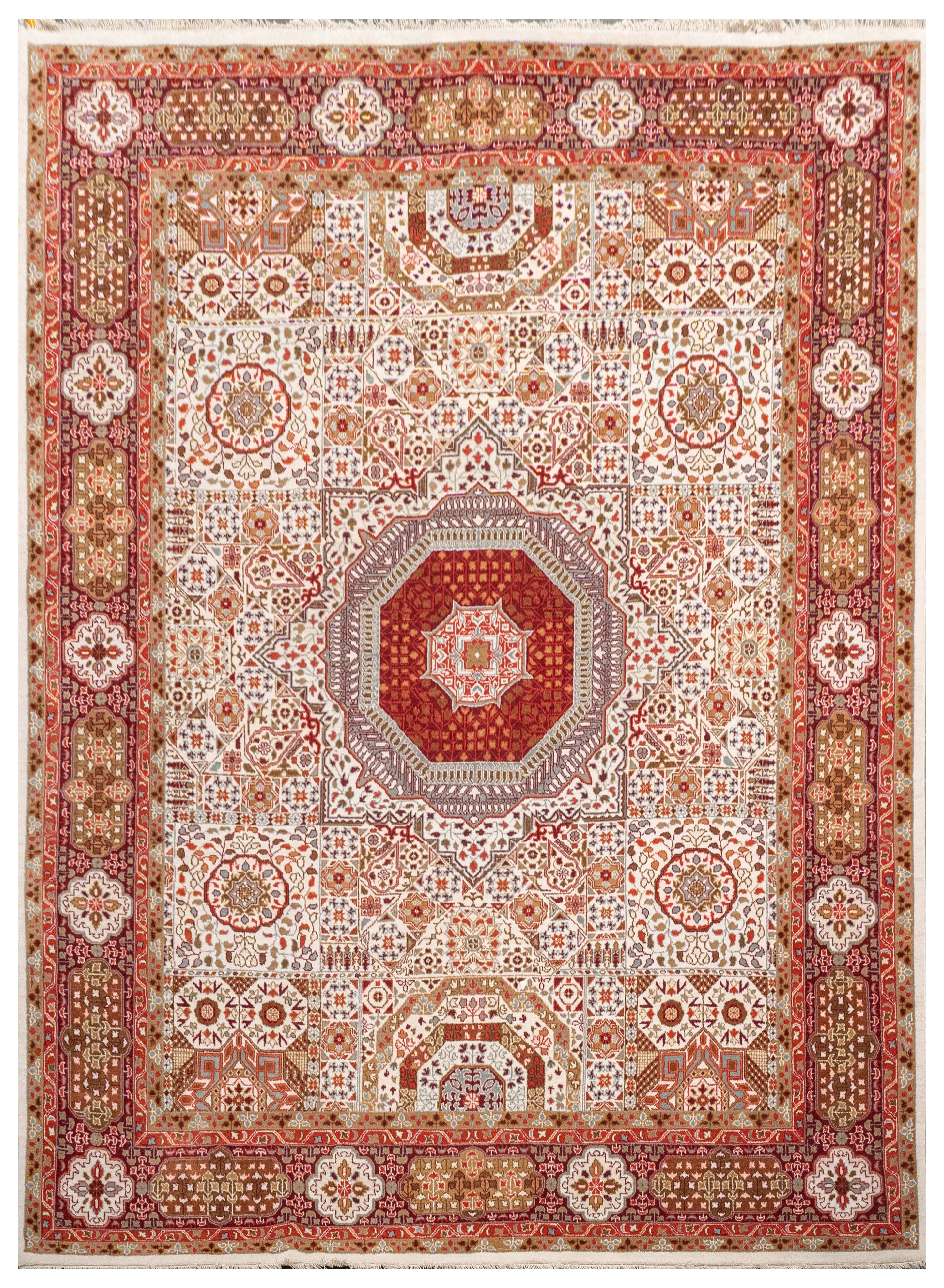 Handknotted Carpet DIA- 922 MAMLUK,  Ivory, Brown Multi